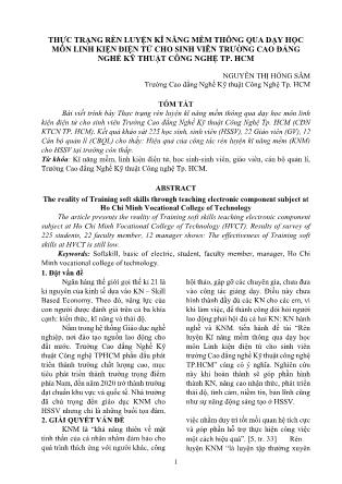Thực trạng rèn luyện kĩ năng mềm thông qua dạy học môn linh kiện điện tử cho sinh viên trường Đại học Sư phạm Kỹ thuật thành phố Hồ Chí Minh