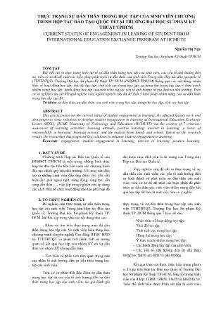 Thực trạng sự dấn thân trong học tập của sinh viên chương trình hợp tác đào tạo quốc tế tạitrường Đại học Sư phạm Kỹ thuật TP.HCM