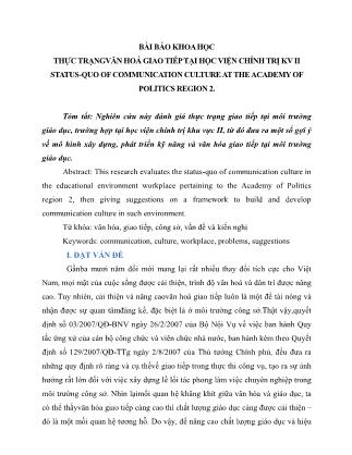 Thực trạng văn hóa giao tiếp tại Học viện Chính trị Khu vực II