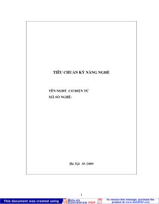 Tiêu chuẩn kỹ năng nghề: Cơ điện tử