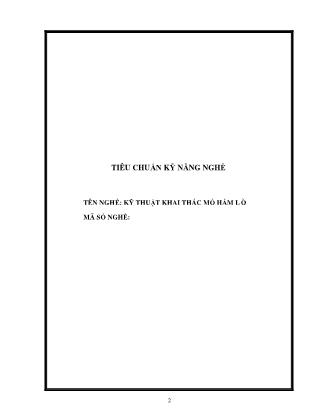 Tiêu chuẩn kỹ năng nghề: Kỹ thuật khai thác mỏ hầm lò