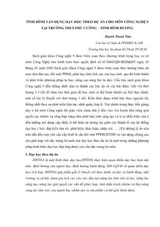 Tình hình vận dụng dạy học theo dự án cho môn công nghệ 9 tại trường THCS Phú Cường – tỉnh Bình Dương