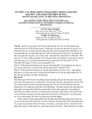 Tổ chức các hoạt động ngoại khóa trong giáo dục đạo đức cho sinh viên điều dưỡng trường Đại học Quốc tế miền Đông, Bình Dương