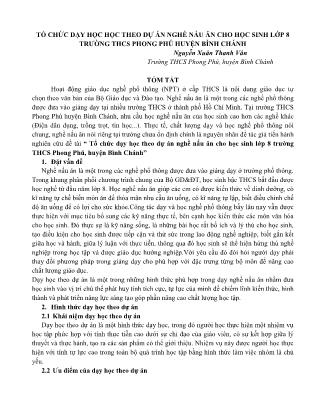 Tổ chức dạy học học theo dự án nghề nấu ăn cho học sinh lớp 8 trường THCS Phong Phú huyện Bình Chánh