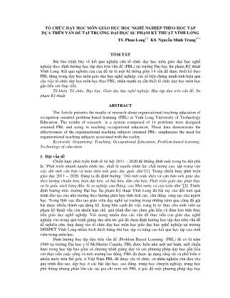 Tổ chức dạy học môn giáo dục học nghề nghiệp theo học tập dựa trên vấn đề tại trường Đại học Sư phạm Kỹ thuật Vĩnh Long