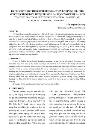 Tổ chức dạy học theo định hướng Action learning (AL) cho môn thực hành điện tử tại trường Đại học Công nghệ Sài Gòn