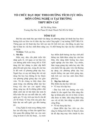 Tổ chức dạy học theo hướng tích cực hóa môn Công nghệ 11 tại trường THPT Bến Cát