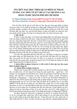 Tổ chức dạy học theo quan điểm sư phạm tương tác môn vẽ kỹ thuật tại trường Cao đẳng nghề thành phố Hồ Chí Minh