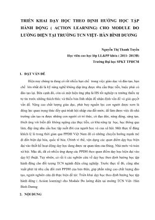 Triển khai dạy học theo định hướng học tập hành động (Action learning) cho module đo lường điện tại trường TCN Tiệt- Hàn Bình Dương