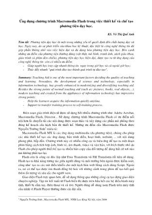 Ứng dụng chương trình Macromedia Flash trong việc thiết kế và chế tạo phương tiện dạy học