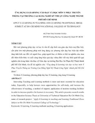 Ứng dụng E-Learning vào dạy và học môn Y Phục Truyền Thống tại Trường Cao Đẳng Nghề Kỹ Thuật Công Nghệ thành phố Hồ Chí Minh