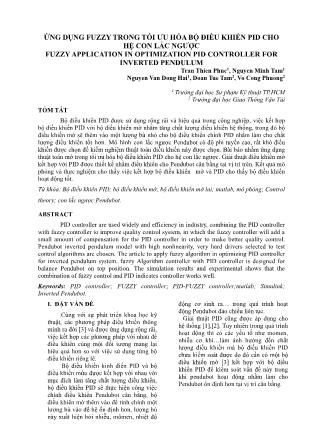 Ứng dụng fuzzy trong tối ưu hóa bộ điều khiển PID cho hệ con lắc ngược