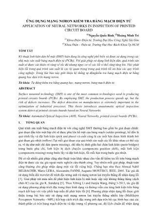 Ứng dụng mạng nơron kiểm tra bảng mạch điện tử