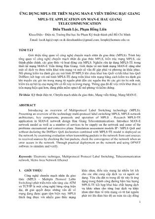 Ứng dụng MPLS-TE trên mạng MAN-E viễn thông Hậu Giang