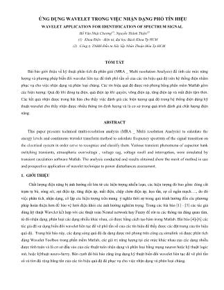 Ứng dụng Wavelet trong việc nhận dạng phổ tín hiệu