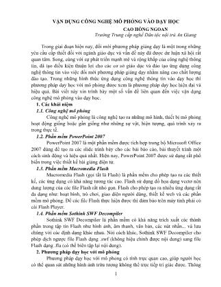 Vận dụng công nghệ mô phỏng vào dạy học