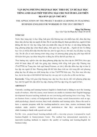 Vận dụng phương pháp dạy học theo dự án để dạy học tiếng Anh giao tiếp thương mại cho người đi làm trên địa bàn quận Thủ Đức
