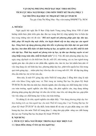 Vận dụng phương pháp dạy học theo hướng tích cực hóa người học cho môn Thiết kế trang phục 2 tại Trường Đại học Sư phạm Kỹ thuật TP.HCM