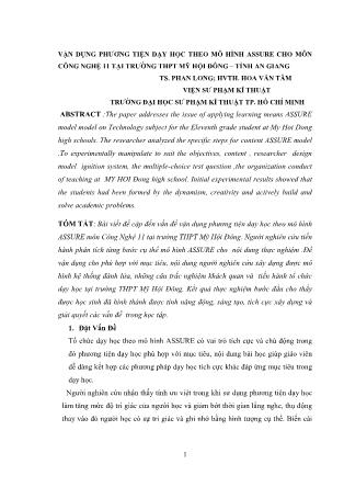 Vận dụng phương tiện dạy học theo mô hình ASSURE môn Công Nghệ 11 tại trường THPT Mỹ Hội Đông, tỉnh An Giang