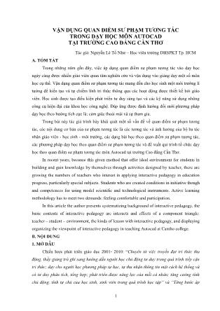 Vận dụng quan điểm sư phạm tương tác trong dạy học môn Autocad tại trường Cao đẳng Cần Thơ