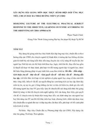 Xây dựng bài giảng môn học thực hành điện đáp ứng mục tiêu, chuẩn đầu ra theo hướng tiếp cận CDIO