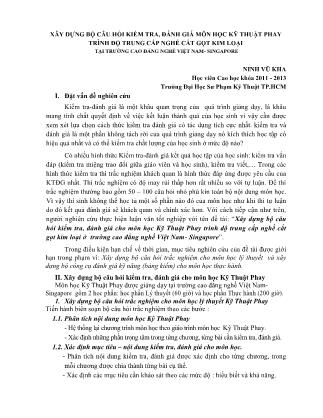 Xây dựng bộ câu hỏi kiểm tra, đánh giá môn học kỹ thuật phay trình độ Trung cấp nghề cắt gọt kim loại