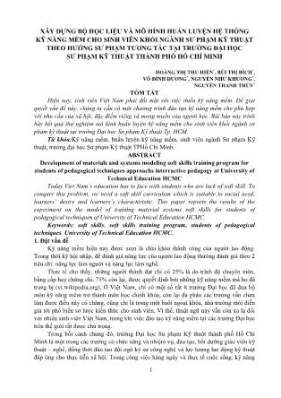 Xây dựng bộ học liệu và mô hình huấn luyện hệ thống kỹ năng mềm cho sinh viên khối ngành sư phạm kỹ thuật theo hướng sư phạm tương tác tại  trường Đại học Sư phạm Kỹ thuật thành phố Hồ Chí Minh