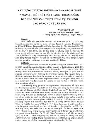 Xây dựng chương trình đào tạo sơ cấp nghề “ May & thiết kế thời trang” theo hướng đáp ứng nhu cầu thị trƣờng tại trường Cao đẳng nghề Cần Thơ