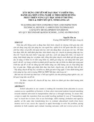Xây dựng Chuyên đề dạy học và kiểm tra, đánh giá môn Công nghệ 12 theo định hướng phát triển năng lực học sinh ở trường THCS & THPT Mỹ Quý, tỉnh Long An