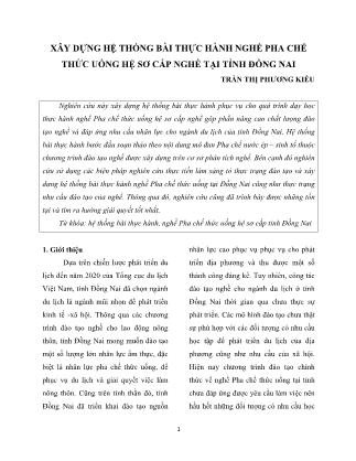 Xây dựng hệ thống bài thực hành nghề pha chế thức uống hệ sơ cấp nghề tại tỉnh Đồng Nai