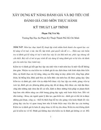 Xây dựng kỹ năng đánh giá và bộ tiêu chí đánh giá cho môn thực hành kỹ thuật lập trình