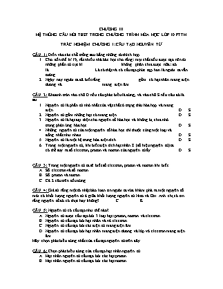 315 Câu trắc nghiệm Hóa học lớp 10 PTTH (Có đáp án)