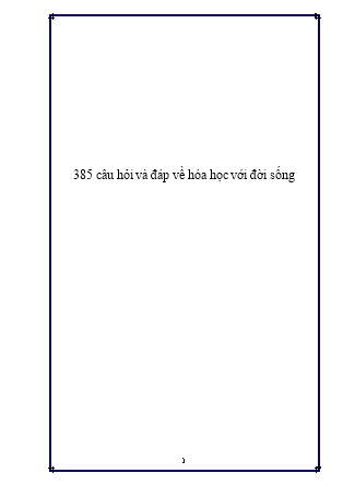 385 Câu hỏi và đáp về hóa học với đời sống