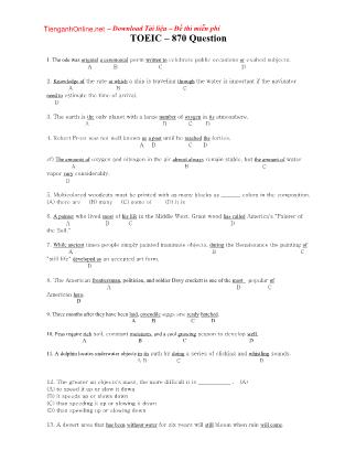 870 Câu trắc nghiệm ôn tập Toeic