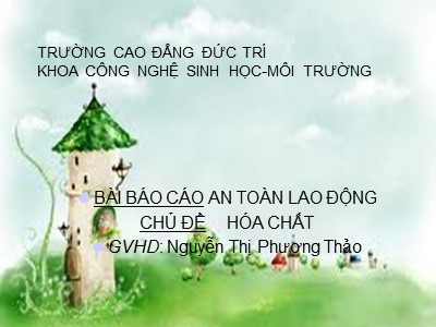 Bài báo cáo An toàn lao động - Chủ đề: Hóa chất - Nguyễn Thị Phương Thảo