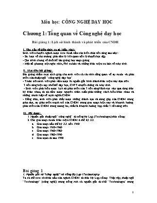 Bài giảng Công nghệ dạy học