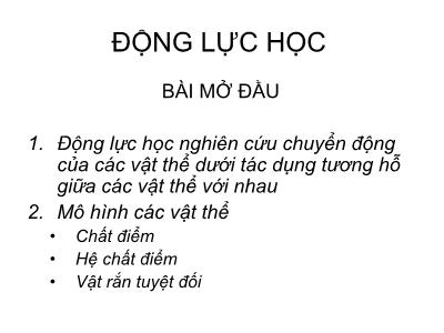 Bài giảng Động lực học