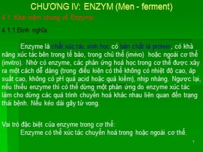 Bài giảng ENZYM (Men - Ferment)