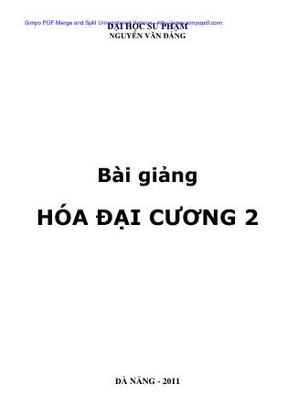 Bài giảng Hóa đại cương 2 (Lý thuyết các quá trình hoá học)