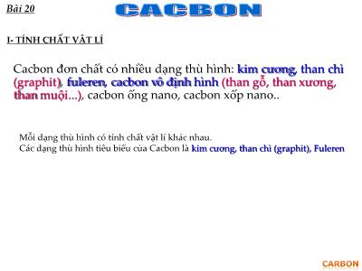 Bài giảng Hóa học 11 - Bài 20: Cacbon