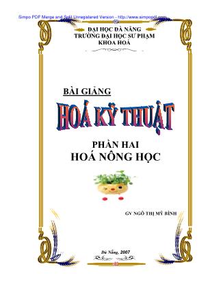 Bài giảng Hóa kĩ thuật  - Phần 2: Hóa nông học - Ngô Thị Mỹ Bình