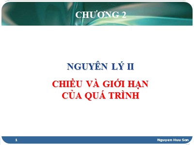 Bài giảng Hóa lý 1 - Chương 2: Nguyên lý II chiều và giới hạn của quá trình
