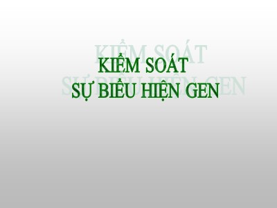 Bài giảng Kiểm soát sự biểu hiện gen