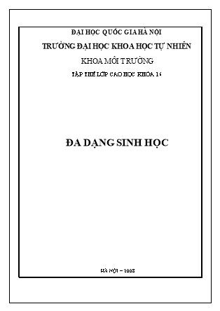 Bài giảng môn Đa dạng sinh học