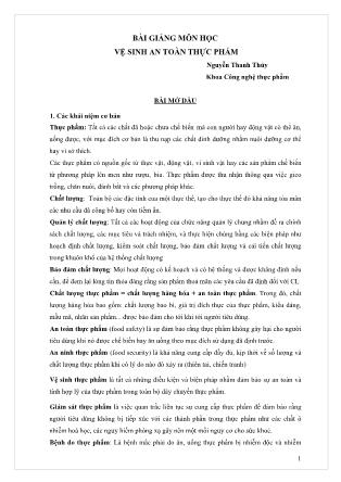 Bài giảng môn học Vệ sinh an toàn thực phẩm