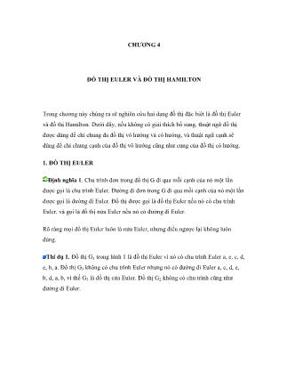 Bài giảng môn Lý thuyết đồ thị - Chương 3: Đồ thị Euler và đồ thị Hamilton