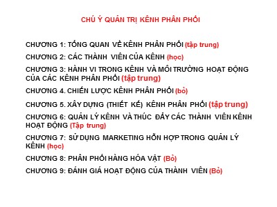 Bài giảng môn Quản trị kênh phân phối