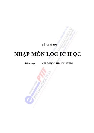 Bài giảng Nhập môn logic học - Phạm Thành Hưng