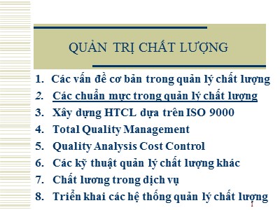 Bài giảng Quản trị chất lượng