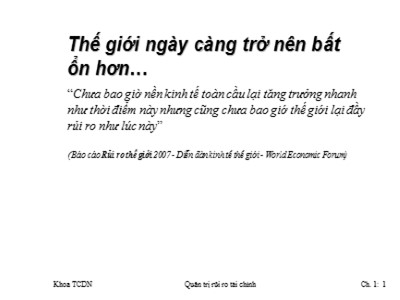 Bài giảng Quản trị rủi ro tài chính - Bài 1: Rủi ro và các công cụ phòng ngừa rủi ro